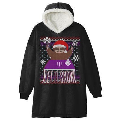 Ugly Christmas Sweater Let It Snow Sloth On Drugs Hooded Wearable Blanket