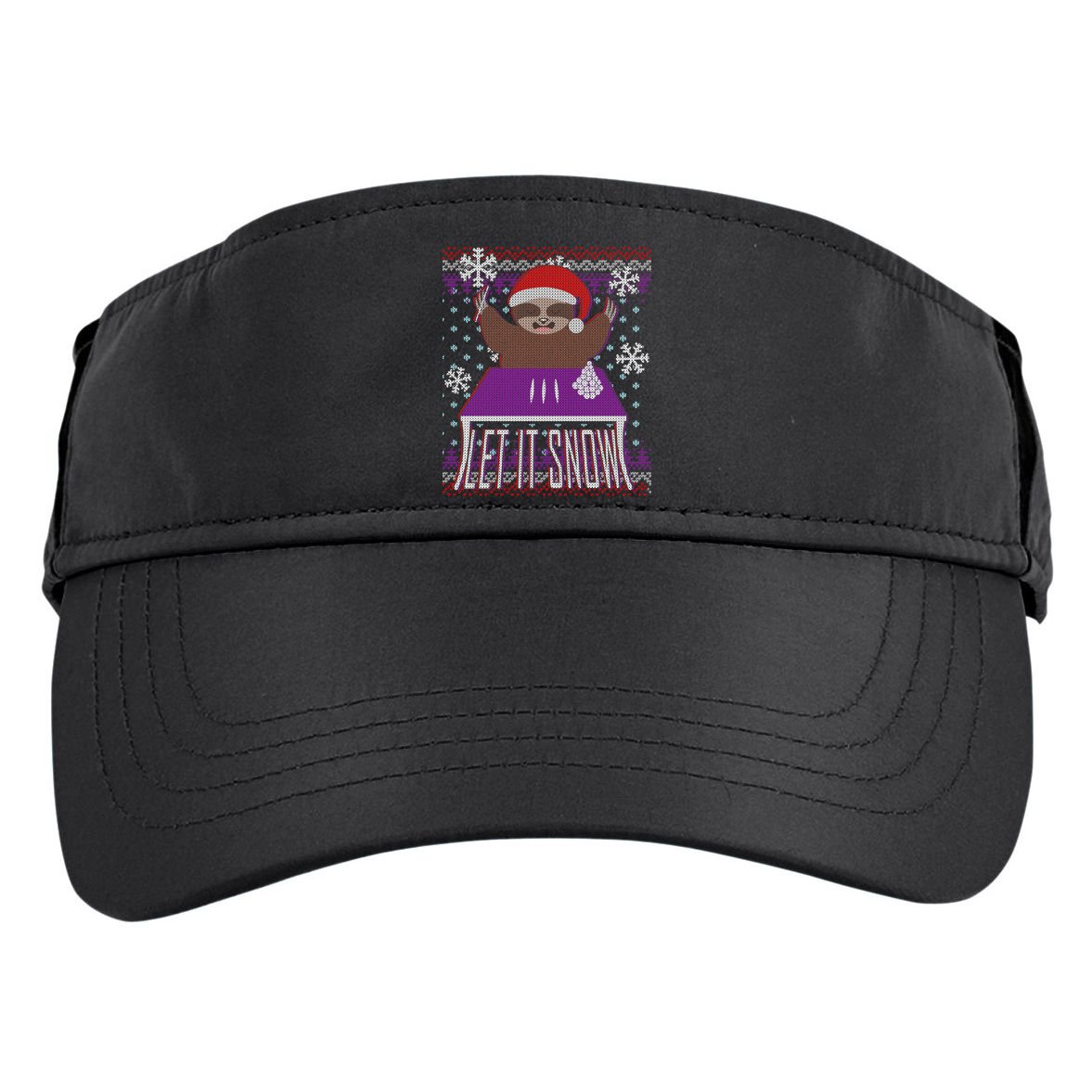 Ugly Christmas Sweater Let It Snow Sloth On Drugs Adult Drive Performance Visor