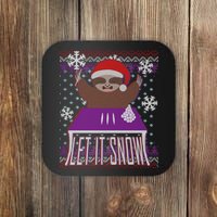 Ugly Christmas Sweater Let It Snow Sloth On Drugs Coaster