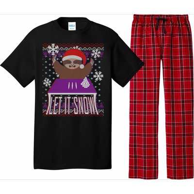 Ugly Christmas Sweater Let It Snow Sloth On Drugs Pajama Set