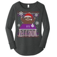 Ugly Christmas Sweater Let It Snow Sloth On Drugs Women's Perfect Tri Tunic Long Sleeve Shirt