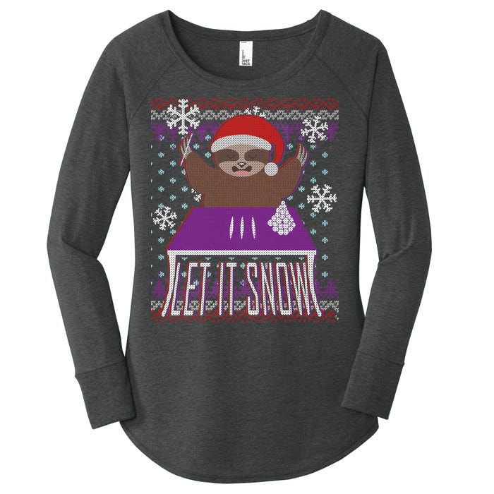 Ugly Christmas Sweater Let It Snow Sloth On Drugs Women's Perfect Tri Tunic Long Sleeve Shirt