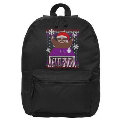 Ugly Christmas Sweater Let It Snow Sloth On Drugs 16 in Basic Backpack