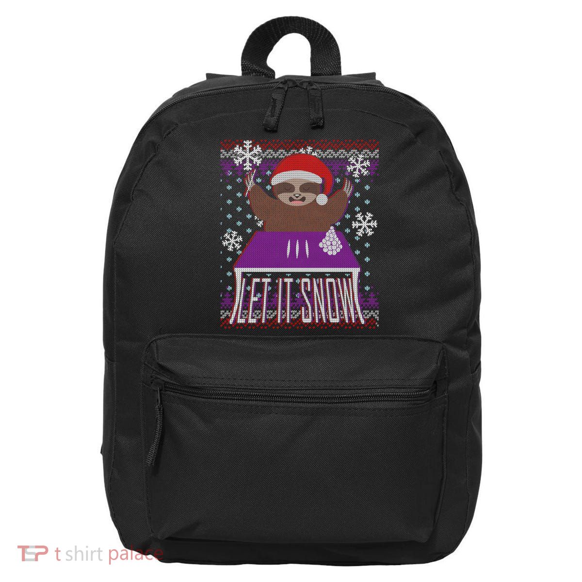 Ugly Christmas Sweater Let It Snow Sloth On Drugs 16 in Basic Backpack