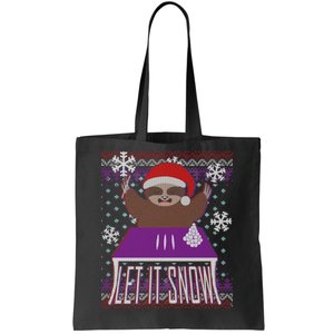 Ugly Christmas Sweater Let It Snow Sloth On Drugs Tote Bag