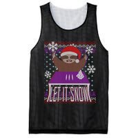 Ugly Christmas Sweater Let It Snow Sloth On Drugs Mesh Reversible Basketball Jersey Tank