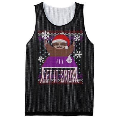 Ugly Christmas Sweater Let It Snow Sloth On Drugs Mesh Reversible Basketball Jersey Tank