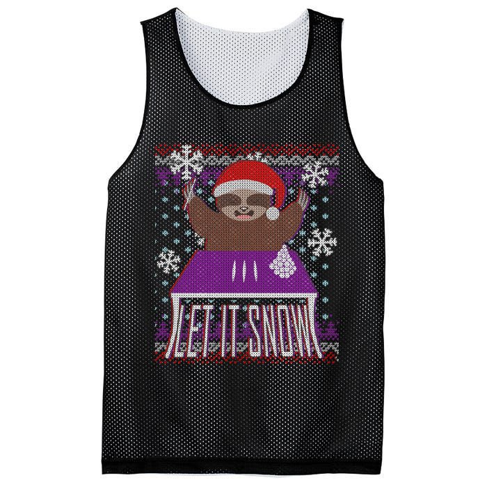 Ugly Christmas Sweater Let It Snow Sloth On Drugs Mesh Reversible Basketball Jersey Tank