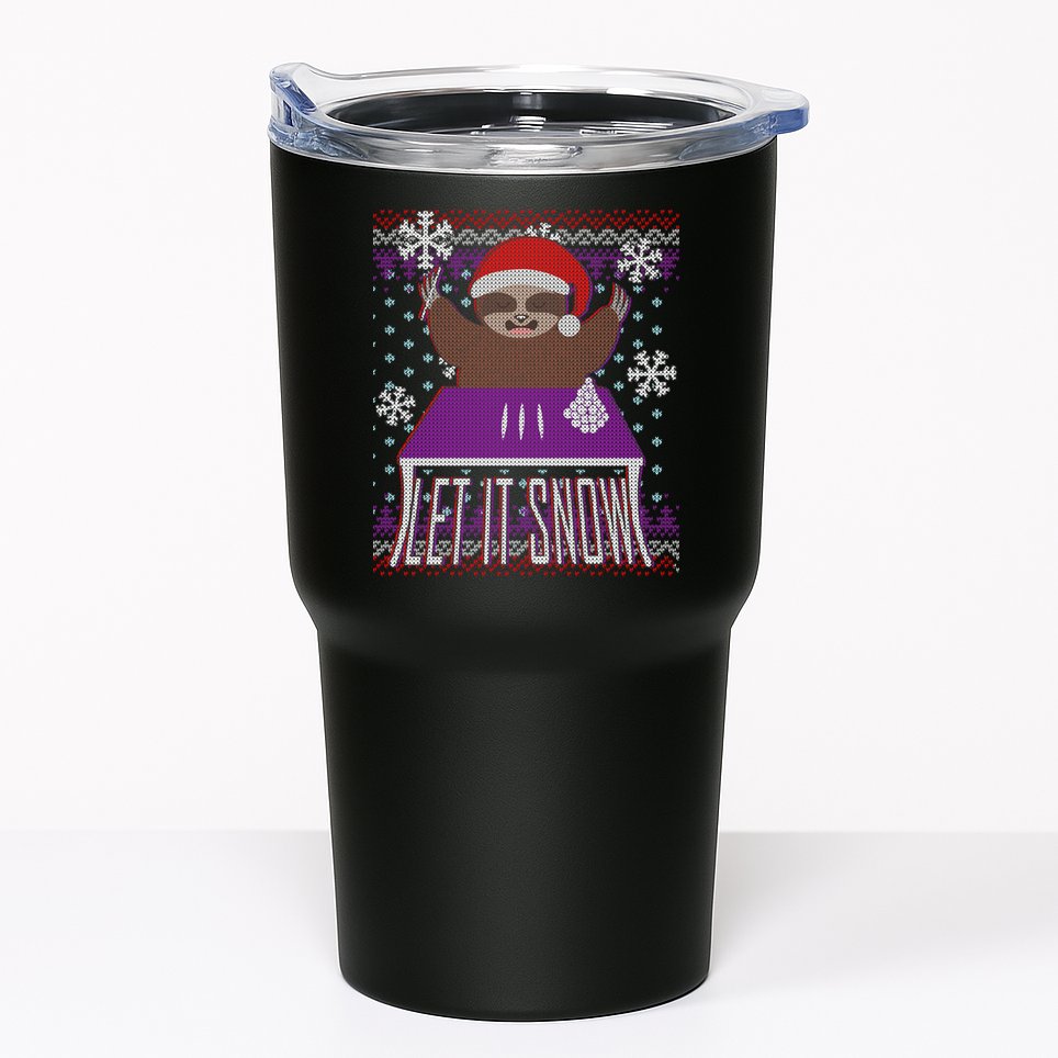 Ugly Christmas Sweater Let It Snow Sloth On Drugs Tumbler