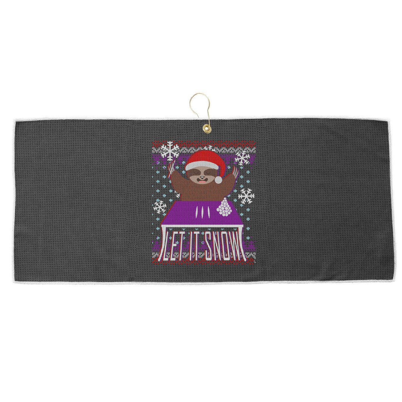 Ugly Christmas Sweater Let It Snow Sloth On Drugs Large Microfiber Waffle Golf Towel