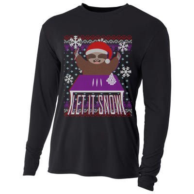 Ugly Christmas Sweater Let It Snow Sloth On Drugs Cooling Performance Long Sleeve Crew