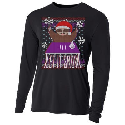 Ugly Christmas Sweater Let It Snow Sloth On Drugs Cooling Performance Long Sleeve Crew