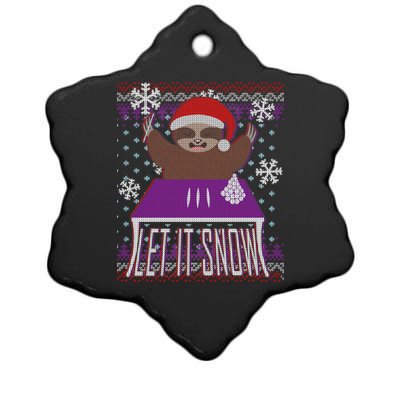 Ugly Christmas Sweater Let It Snow Sloth On Drugs Ceramic Star Ornament