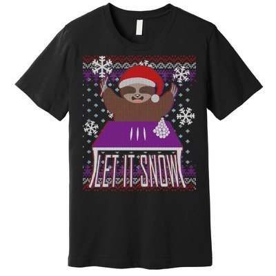 Ugly Christmas Sweater Let It Snow Sloth On Drugs Premium T-Shirt