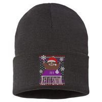 Ugly Christmas Sweater Let It Snow Sloth On Drugs Sustainable Knit Beanie