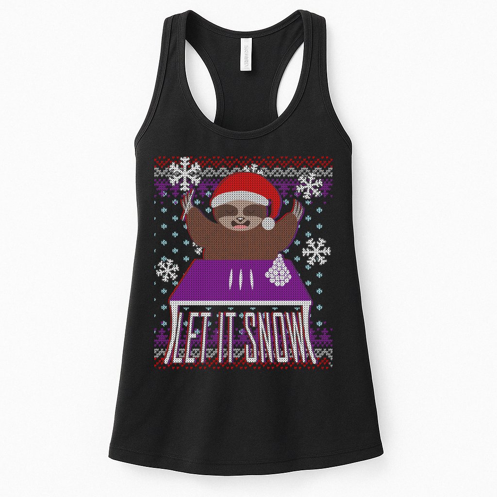 Ugly Christmas Sweater Let It Snow Sloth On Drugs Womens Tank Top