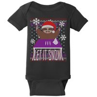 Ugly Christmas Sweater Let It Snow Sloth On Drugs Baby Bodysuit