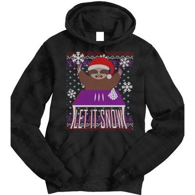 Ugly Christmas Sweater Let It Snow Sloth On Drugs Tie Dye Hoodie