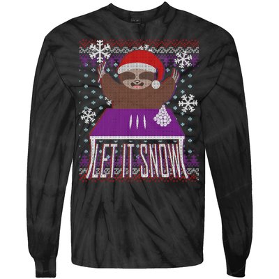 Ugly Christmas Sweater Let It Snow Sloth On Drugs Tie-Dye Long Sleeve Shirt