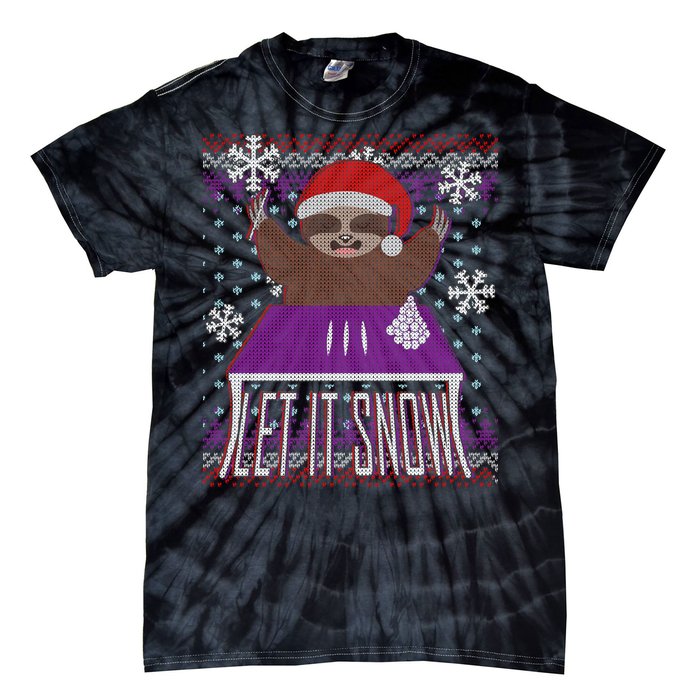 Ugly Christmas Sweater Let It Snow Sloth On Drugs Tie-Dye T-Shirt