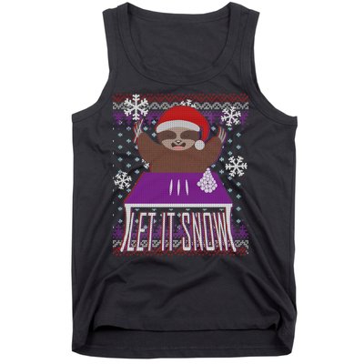 Ugly Christmas Sweater Let It Snow Sloth On Drugs Tank Top