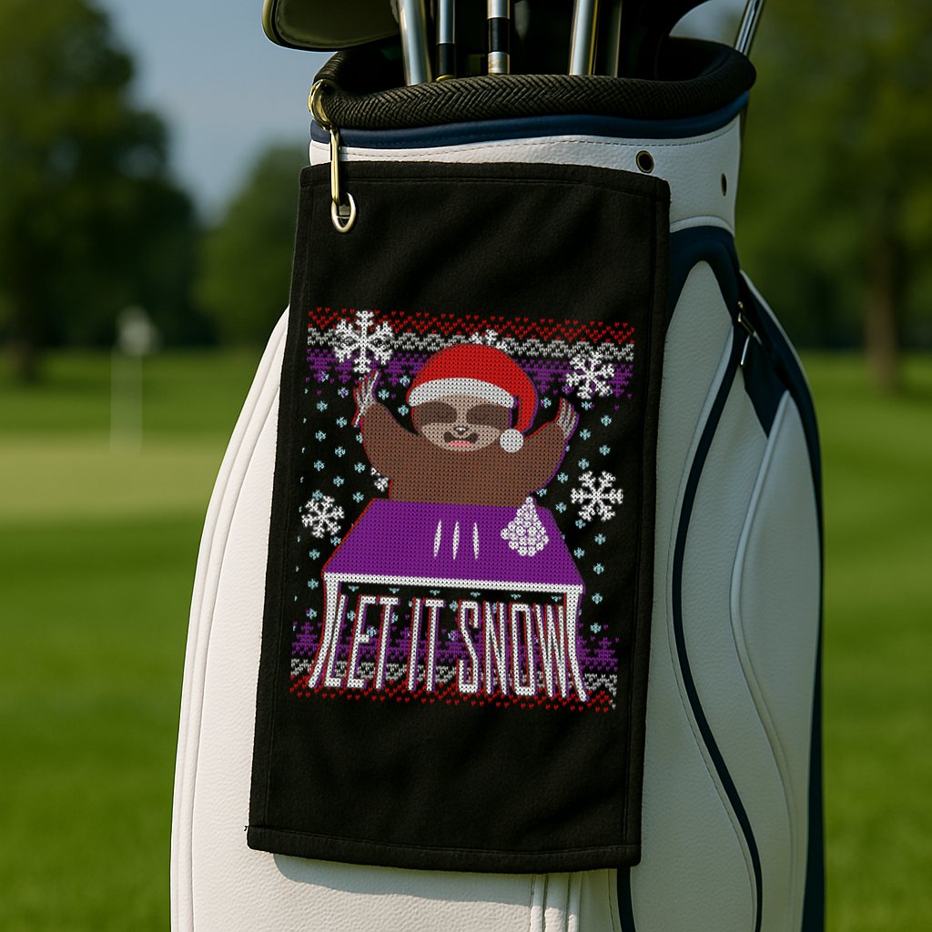 Ugly Christmas Sweater Let It Snow Sloth On Drugs Golf Towel