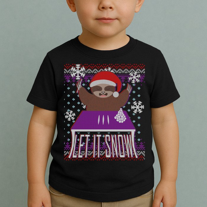 Ugly Christmas Sweater Let It Snow Sloth On Drugs Toddler T-Shirt