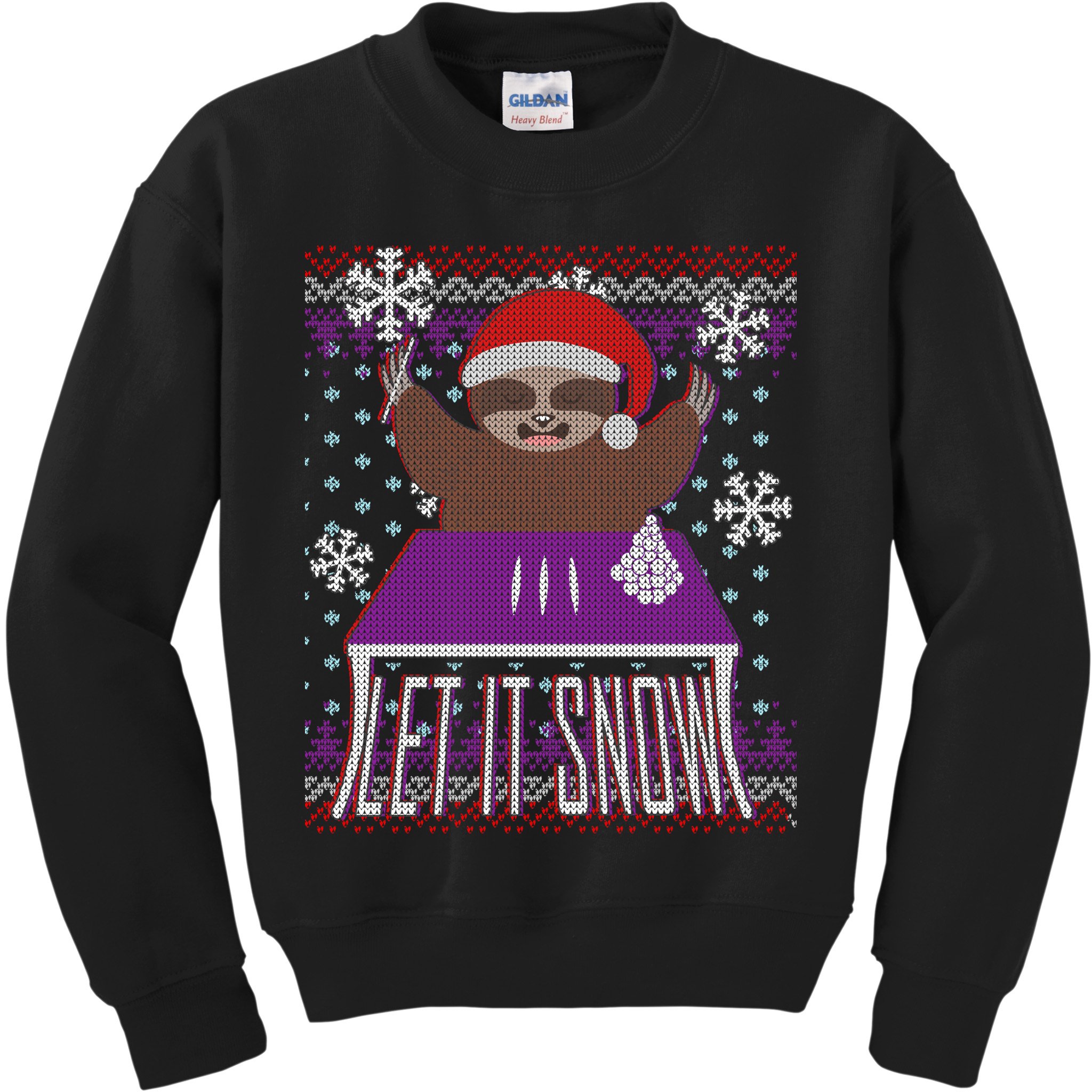 Ugly Christmas Sweater Let It Snow Sloth On Drugs Kids Sweatshirt