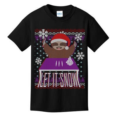 Ugly Christmas Sweater Let It Snow Sloth On Drugs Kids T-Shirt