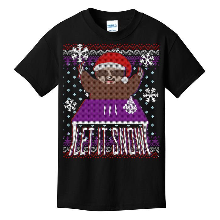 Ugly Christmas Sweater Let It Snow Sloth On Drugs Kids T-Shirt