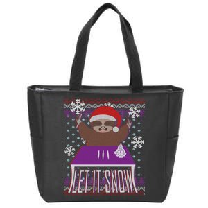 Ugly Christmas Sweater Let It Snow Sloth On Drugs Zip Tote Bag