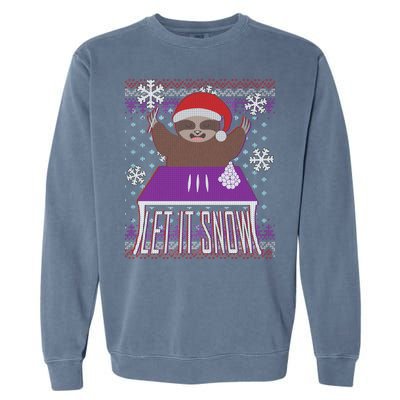 Ugly Christmas Sweater Let It Snow Sloth On Drugs Garment-Dyed Sweatshirt