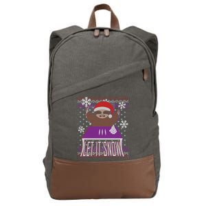 Ugly Christmas Sweater Let It Snow Sloth On Drugs Cotton Canvas Backpack