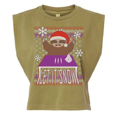 Ugly Christmas Sweater Let It Snow Sloth On Drugs Garment-Dyed Women's Muscle Tee