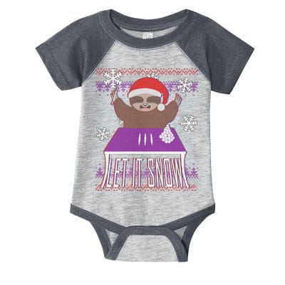 Ugly Christmas Sweater Let It Snow Sloth On Drugs Infant Baby Jersey Bodysuit