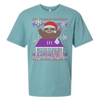 Ugly Christmas Sweater Let It Snow Sloth On Drugs Sueded Cloud Jersey T-Shirt