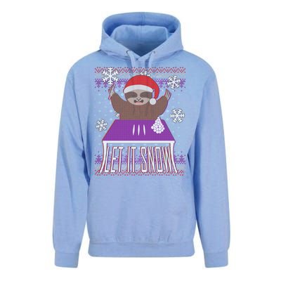 Ugly Christmas Sweater Let It Snow Sloth On Drugs Unisex Surf Hoodie