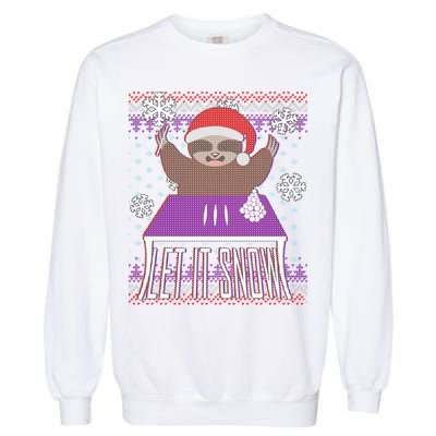 Ugly Christmas Sweater Let It Snow Sloth On Drugs Garment-Dyed Sweatshirt