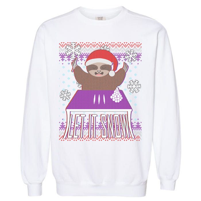 Ugly Christmas Sweater Let It Snow Sloth On Drugs Garment-Dyed Sweatshirt