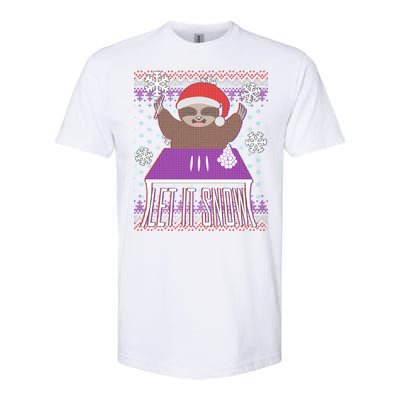 Ugly Christmas Sweater Let It Snow Sloth On Drugs Softstyle CVC T-Shirt