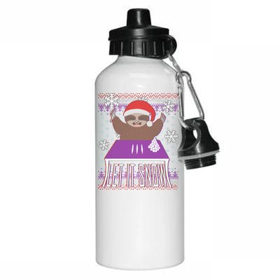 Ugly Christmas Sweater Let It Snow Sloth On Drugs Aluminum Water Bottle