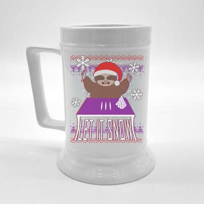 Ugly Christmas Sweater Let It Snow Sloth On Drugs Beer Stein