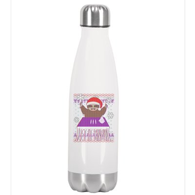 Ugly Christmas Sweater Let It Snow Sloth On Drugs Stainless Steel Insulated Water Bottle