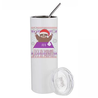 Ugly Christmas Sweater Let It Snow Sloth On Drugs Stainless Steel Tumbler