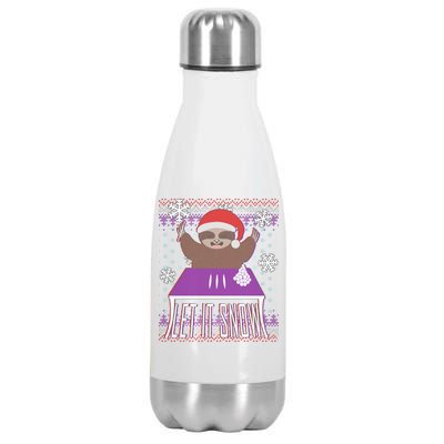 Ugly Christmas Sweater Let It Snow Sloth On Drugs Stainless Steel Insulated Water Bottle