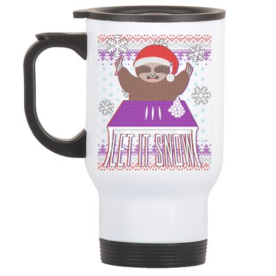 Ugly Christmas Sweater Let It Snow Sloth On Drugs Stainless Steel Travel Mug