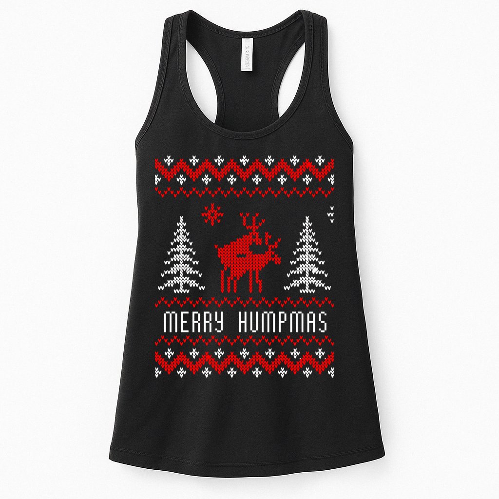 Ugly Christmas Sweater Merry Humpmas Reindeer Womens Tank Top