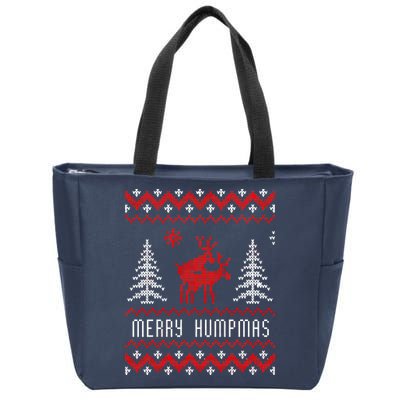 Ugly Christmas Sweater Merry Humpmas Reindeer Zip Tote Bag