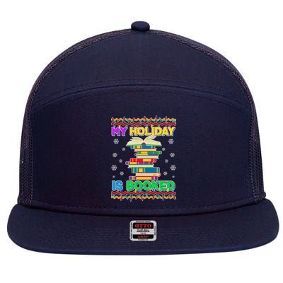 Ugly Christmas Sweater My Holiday Is Booked 7 Panel Mesh Trucker Snapback Hat