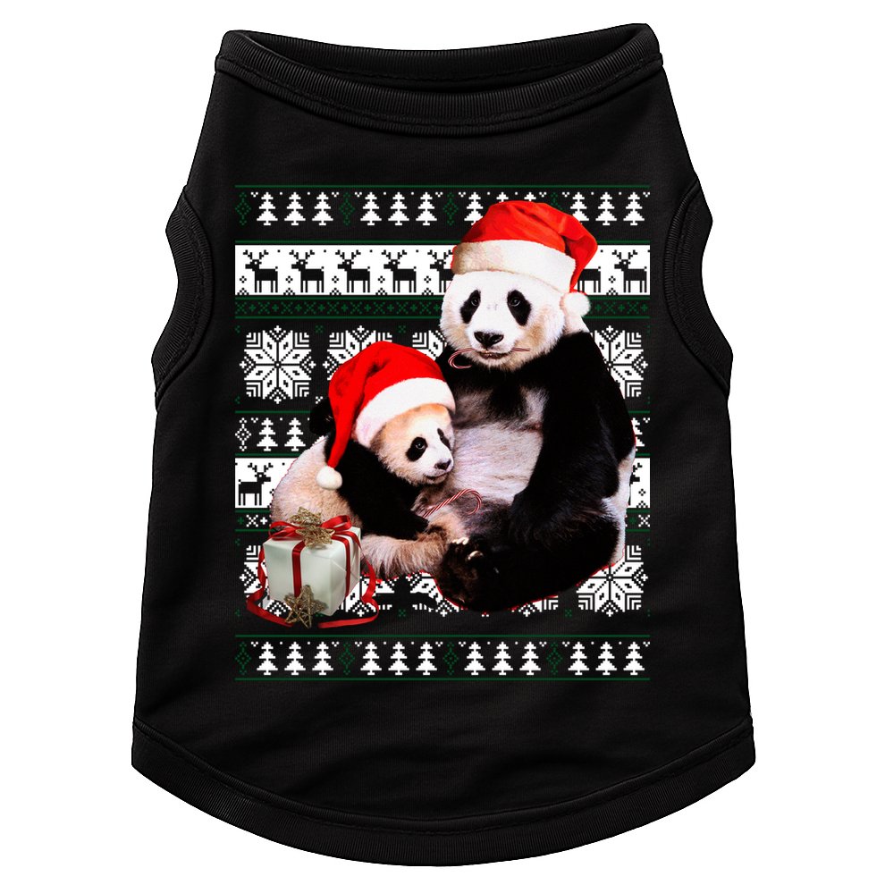 Ugly Christmas Sweater Panda Bears Doggie Tank